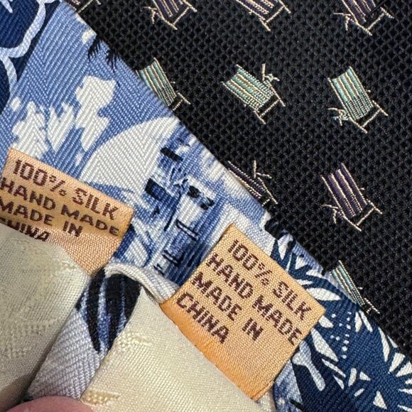 Tommy Bahama 100% Silk Tie Beach Chair Surfers Hibiscus Flowers 59.5X 4 Lot of 2 - Picture 6 of 11